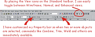 Customized toolbars with icons added
