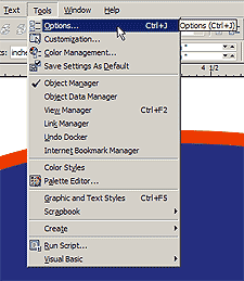 CorelDRAW X3 Tools menu