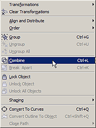 CorelDRAW - Combine command on Menu bar