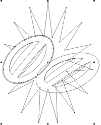 Trim command after Inside Contour in CorelDRAW shown Wireframe view